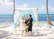 Elopement Wedding on a Punta Cana Beach with Blue and White Arch